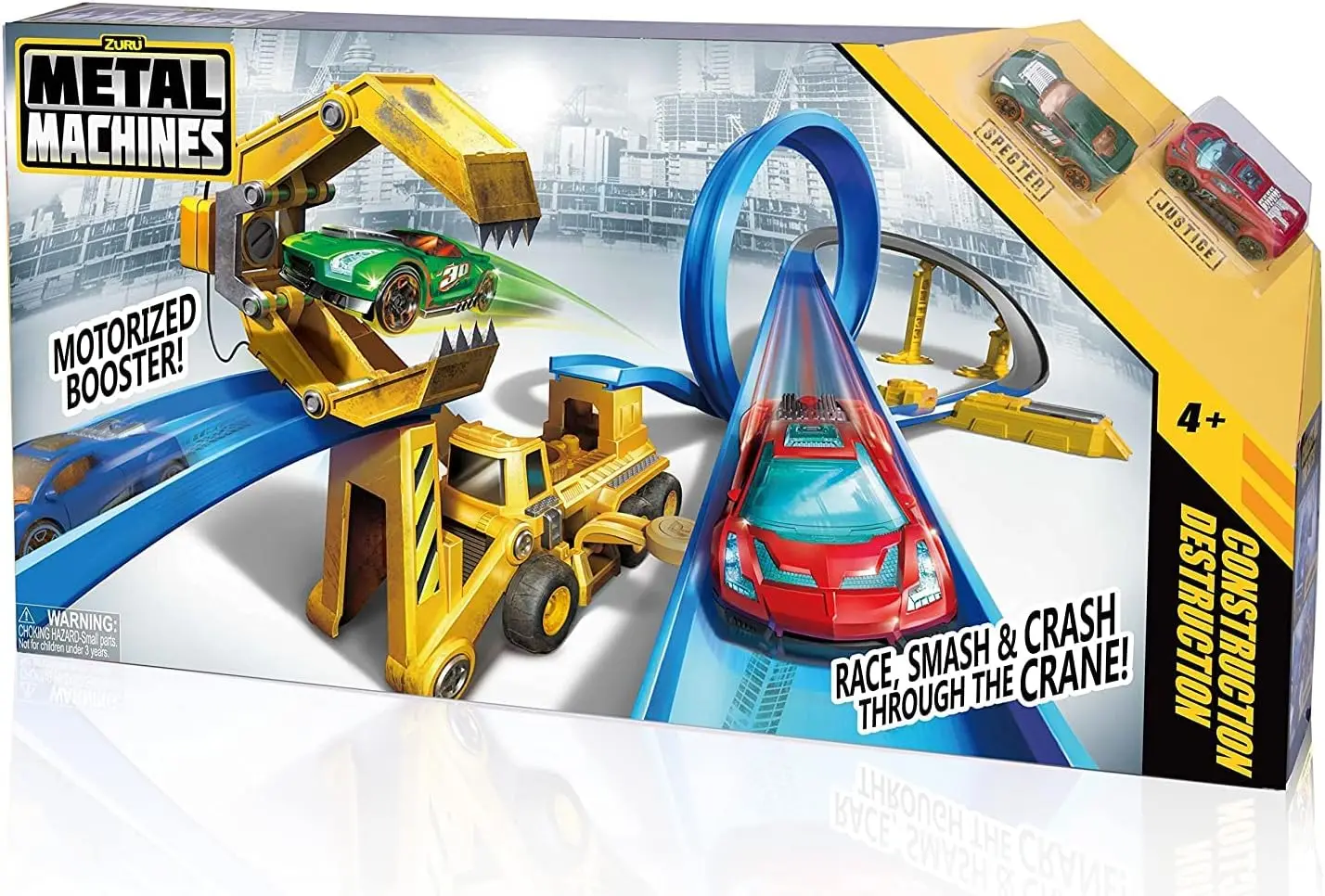 Metal Machines Construction & Deconstruction Track Set with Motorized Booster and Giant Crane – Ages 4 to 15