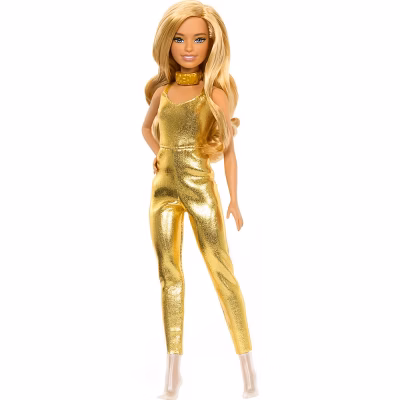 Barbie Fashionistas Doll with Small Body, Wavy Blonde Hair, Golden Monkey and Accessories, Collectible Doll 65th Anniversary Toy +3 Years