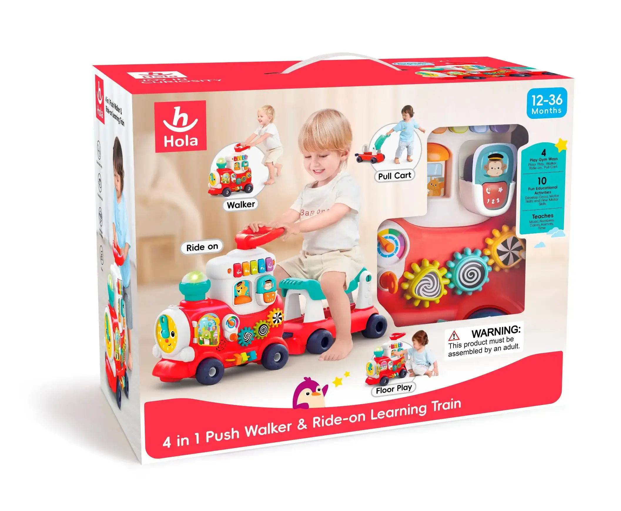 HOLA – 4-in-1 Push Walker & Ride-on Learning Train