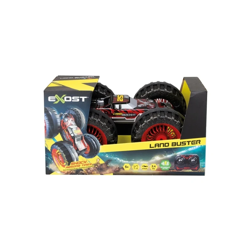 Silverlit Exost Land BusterExost Land Buster 1:12 Remote Control Car – Fast Acceleration, Shock-Absorbing Tires & Rechargeable Batteries (41 x 28 x 22 cm) (Ages 6+)