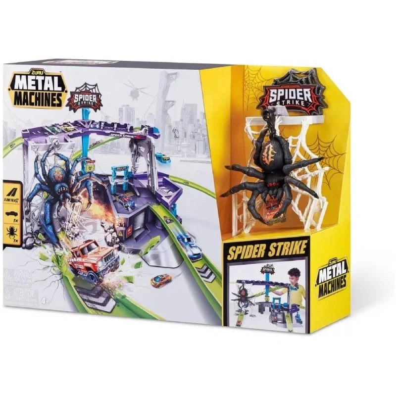 Metal Machines Spider Challenge Playset – Multi-Level Garage with Exclusive “Wild Thing” Car