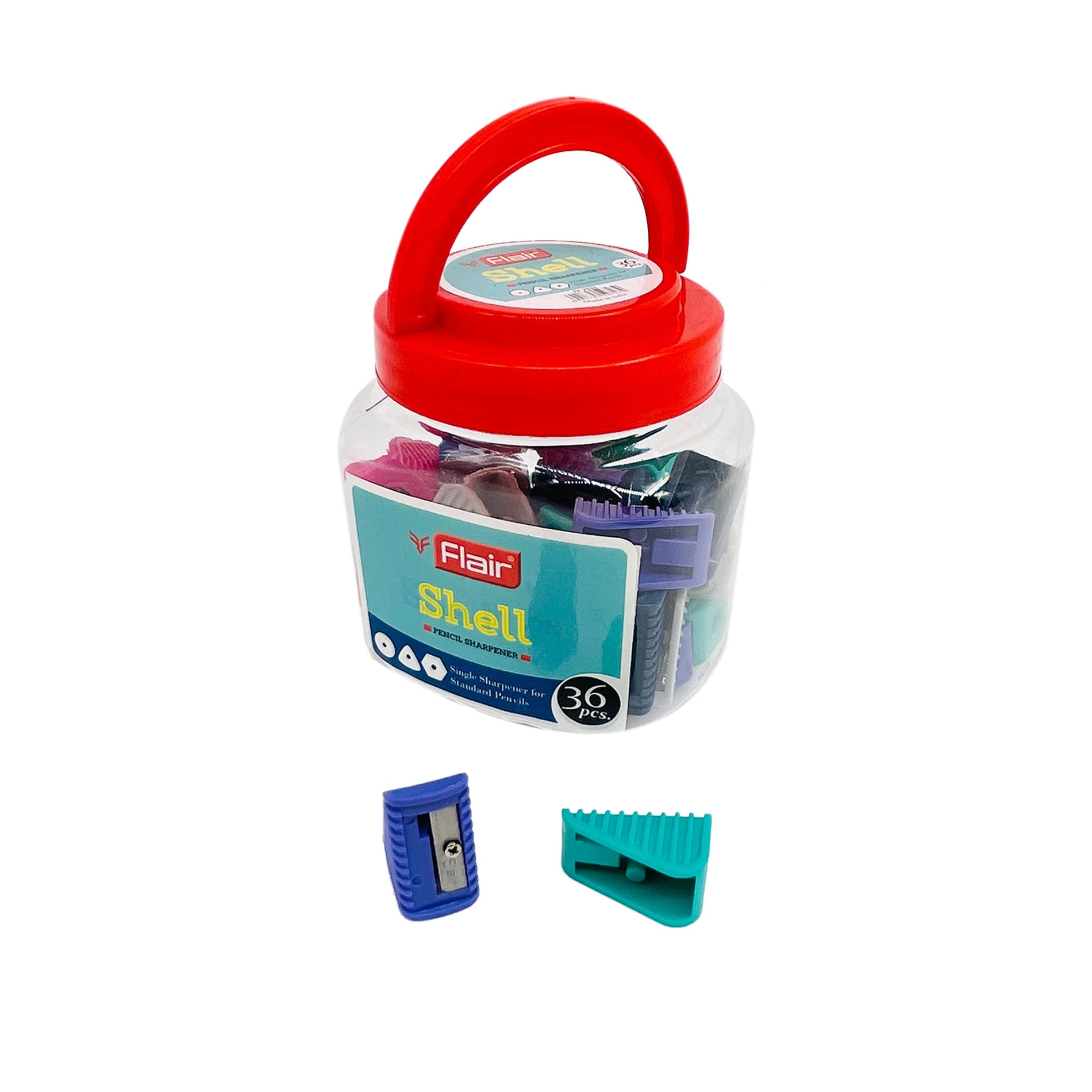 Flair Shell Pencil Sharpener 36pcs Jar Normal Colors