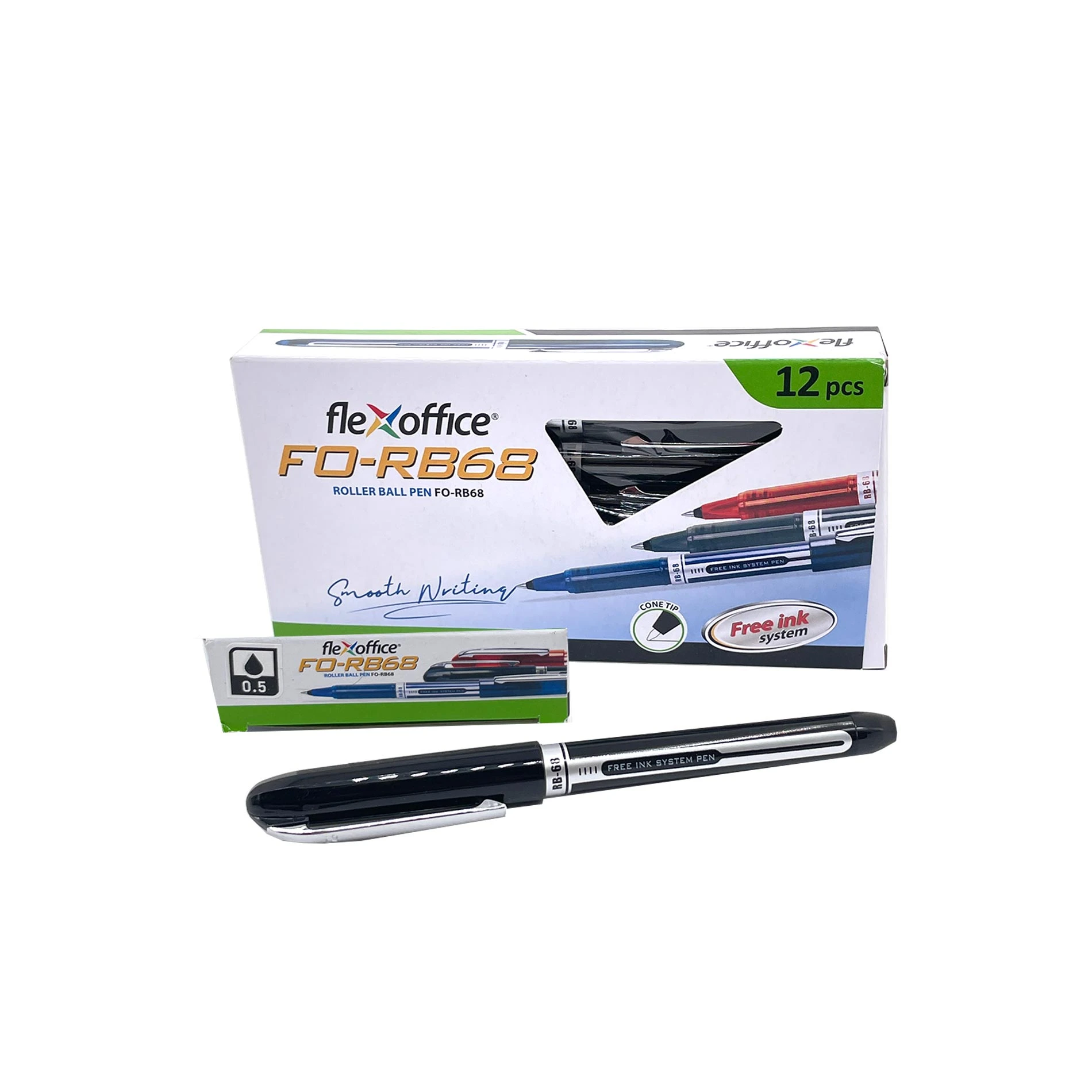 Flexoffice Rollerball Pen Black FO-RB68 12Pcs/Box