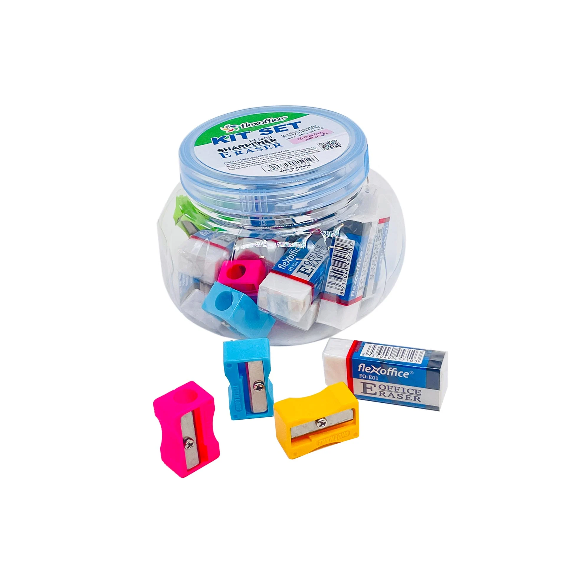 Flex Office Pencil Sharpener+ Eraser  10 pencils / 10 erasers / box