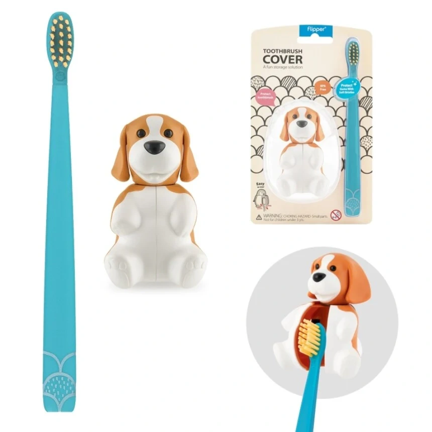 Flipper - Toothbrush Cover & Toothbrush  Flp Fun Animal Combo Pack / Beagle