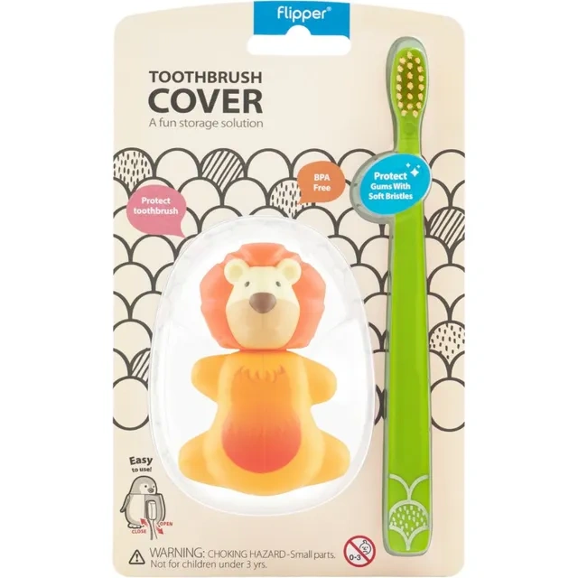 Flipper - Toothbrush Cover & Toothbrush  Flp Fun Animal Combo Pack / Lion
