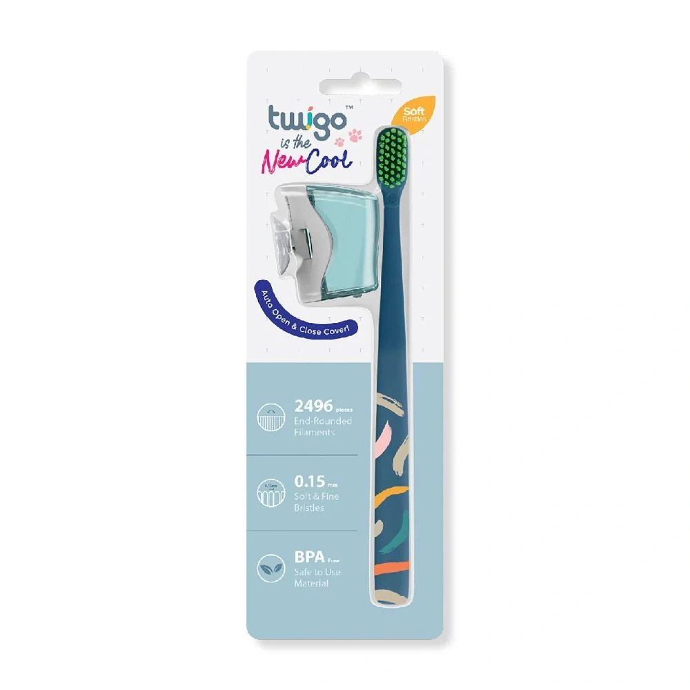 Flipper - Toothbrush Cover & Toothbrush Flp Twigo Adult Basic Combo Pack / Ocean Blue