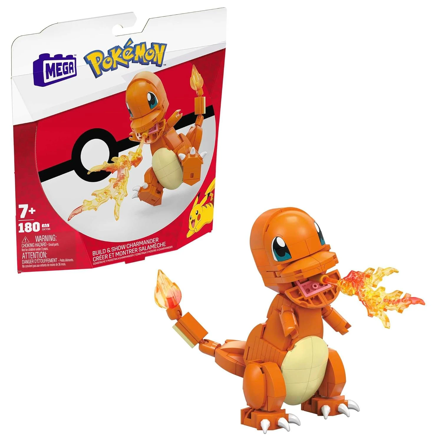 MEGA Pokémon Building Set – Build & Pose Charmander with 180 Pieces, 4+ Inches Tall, for Kids 7+