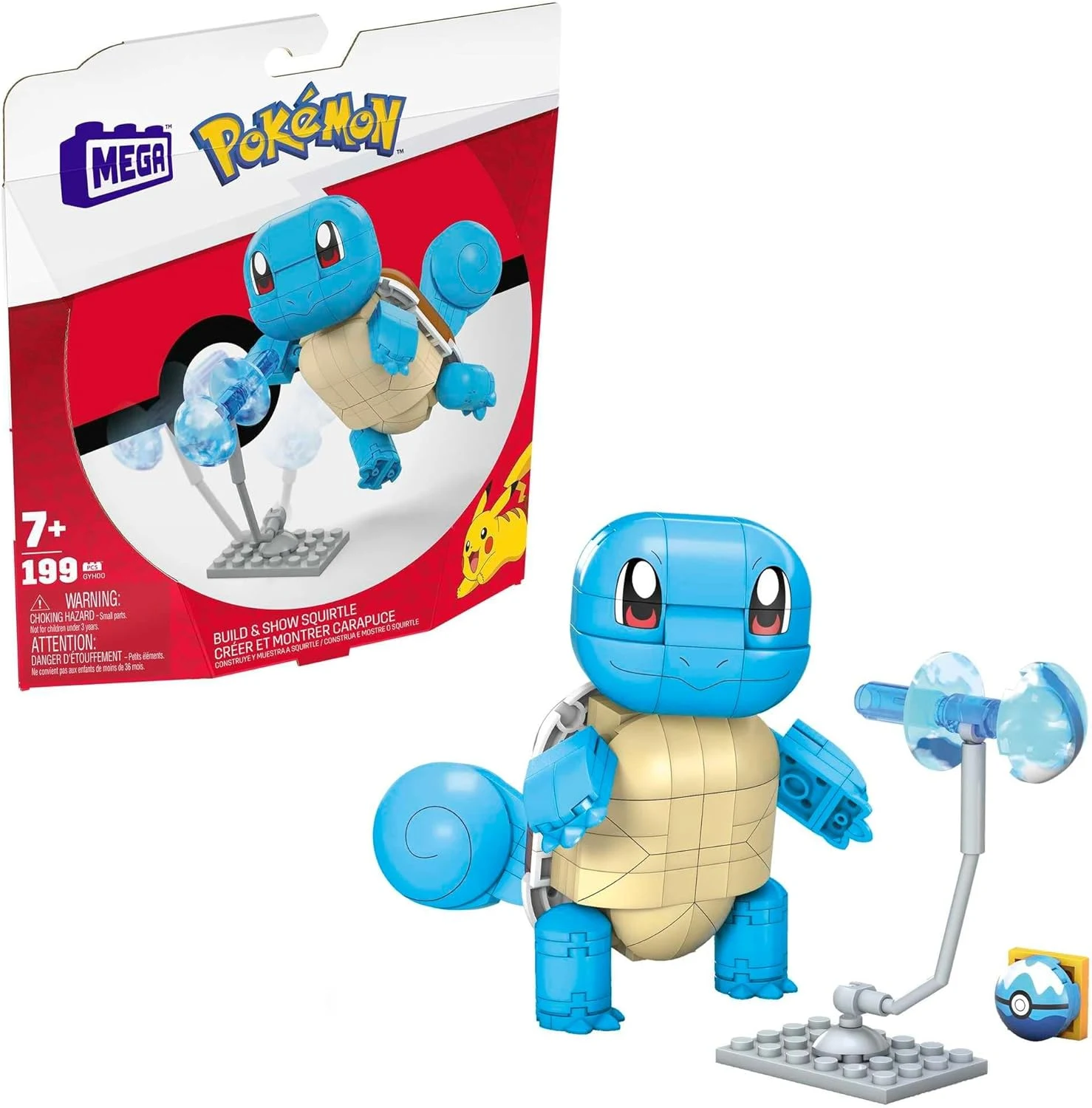 MEGA Pokémon Building Set – Squirtle with 199 Pieces, Poseable, Over 4 Inches Tall, Ages 7+