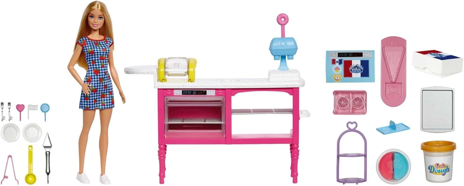 Barbie Malibu Baking Set with Doll, Dough & 18 Accessories – Ages 5 and Up