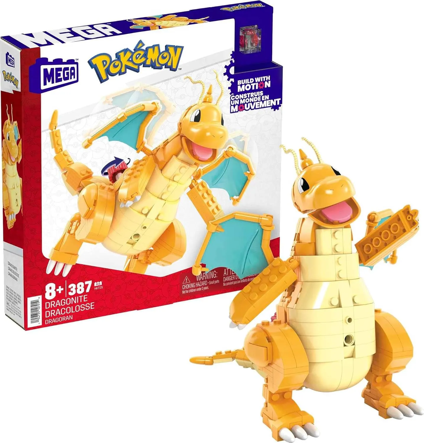 MEGA Pokémon Dragonite Building Set (388 Pieces) with Wing Motion – Ages 8+