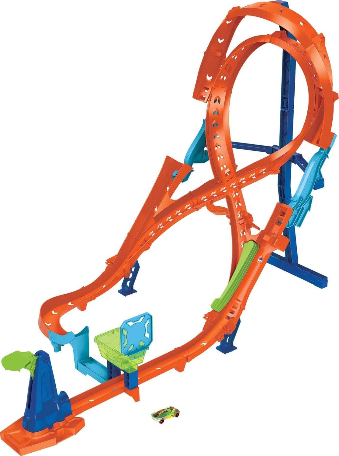 Hot Wheels Toy Car Track Set with Figure-8 Jump & 1:64 Scale Vehicle, 2-ft Tall Track, Connects to Other Sets – For Ages 5+