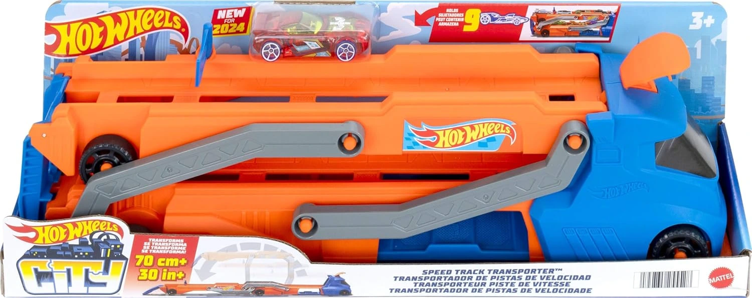 Hot Wheels - 1:64 Scale Toy Car, long race track with a starter, space for up to 9 cars in scale 1:64