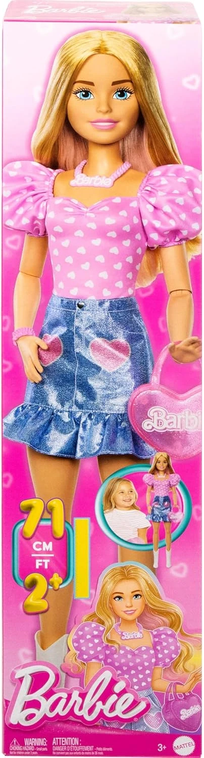 Mattel Barbie Blonde 28-inch Fashion Doll with Removable Clothes & Accessories – Oversized Stylish Doll for Kids Ages 3 and Up