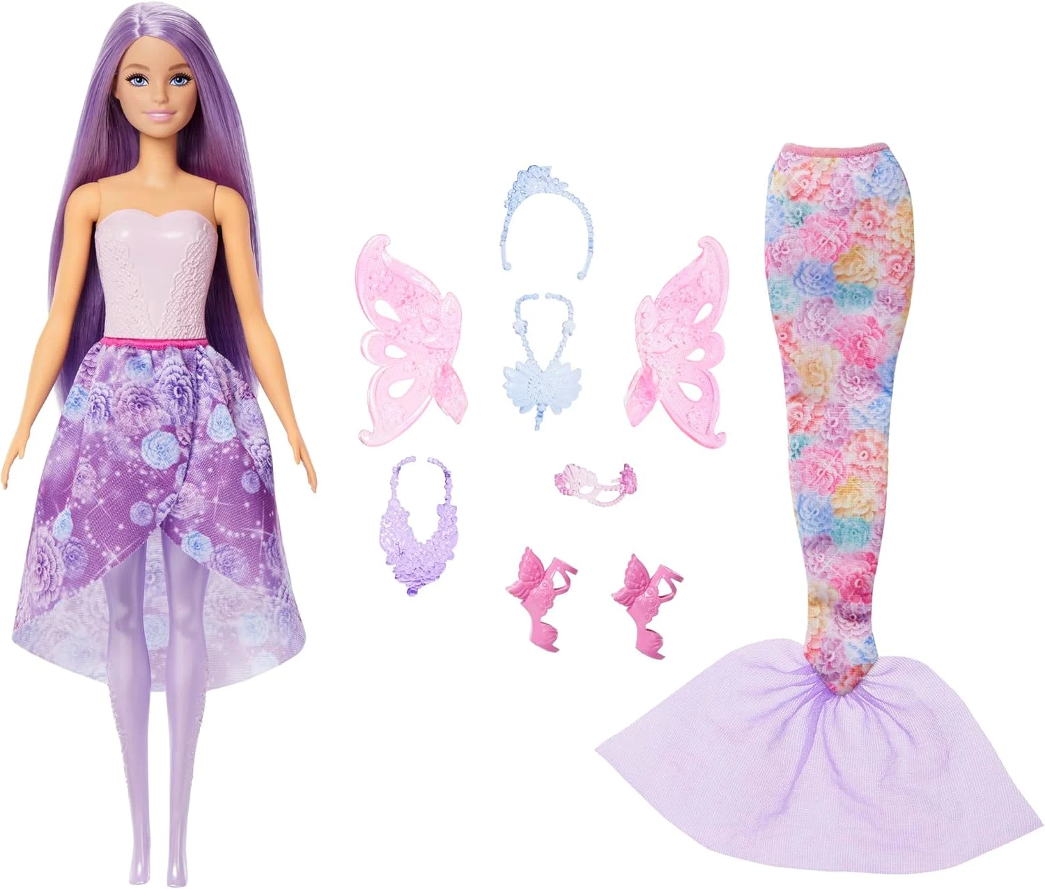 Barbie Looks Fairy and Mermaid 8-Piece Doll Set by Mattel – Mix & Match Magical Outfits for Kids Ages 3 and Up