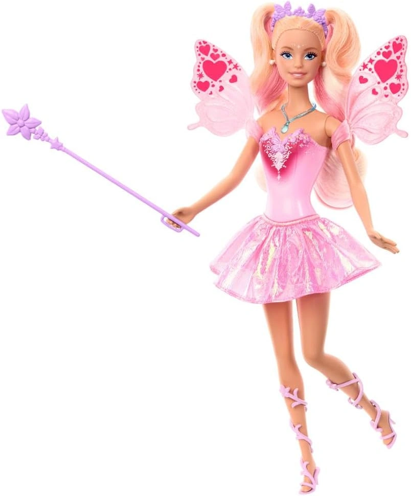 Mattel Barbie Fairy Doll with Toy Wand & Fashion Accessories, Fantasy Theme with Color-Change Wings & Outfit – For Kids Ages 3 and Up