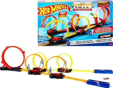 Hot Wheels Double Loop Head-to-Head Race Track Set with 2 Cars – Ages 5 to 10